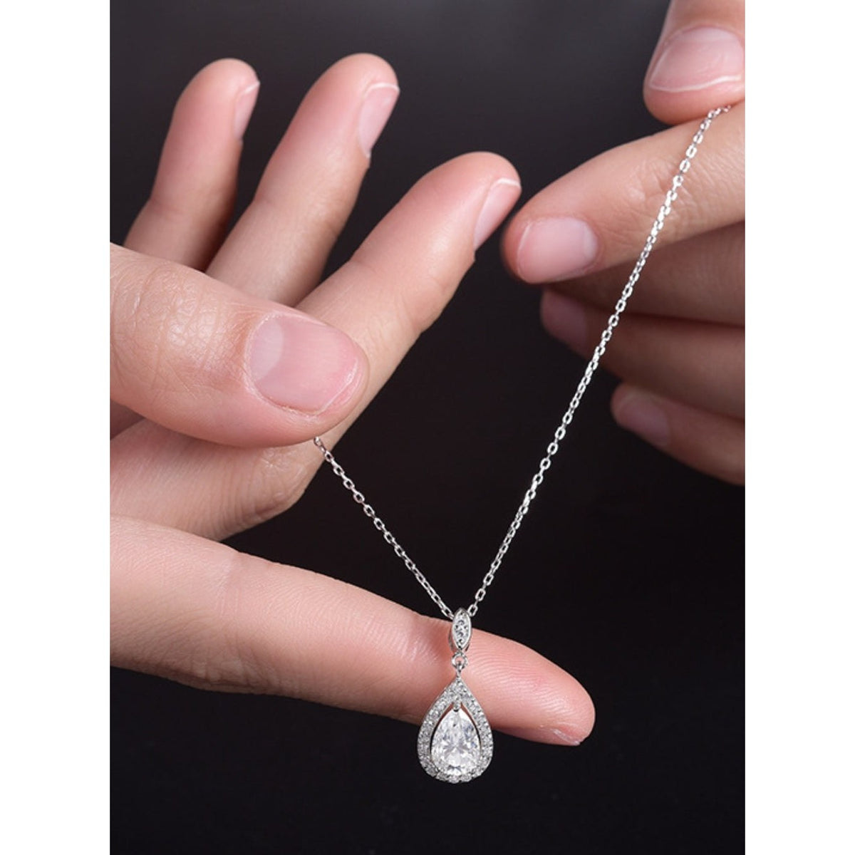 1.5 Carat Moissanite 925 Sterling Silver Teardrop Necklace