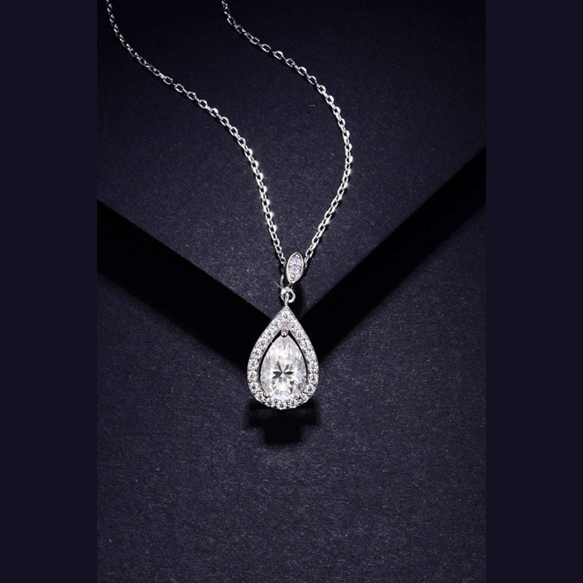 1.5 Carat Moissanite 925 Sterling Silver Teardrop Necklace