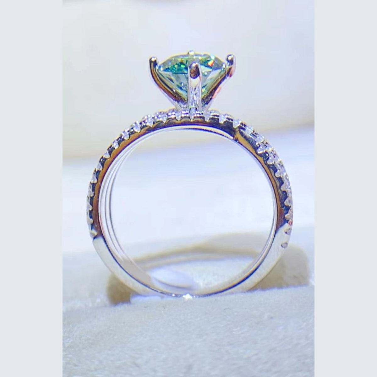 1 Carat Moissanite Contrast 925 Sterling Silver Ring