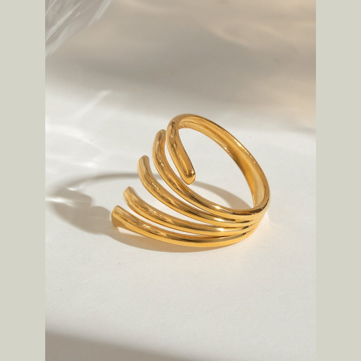 18K Gold-Plated Stainless Steel Irregular Lines Open Ring