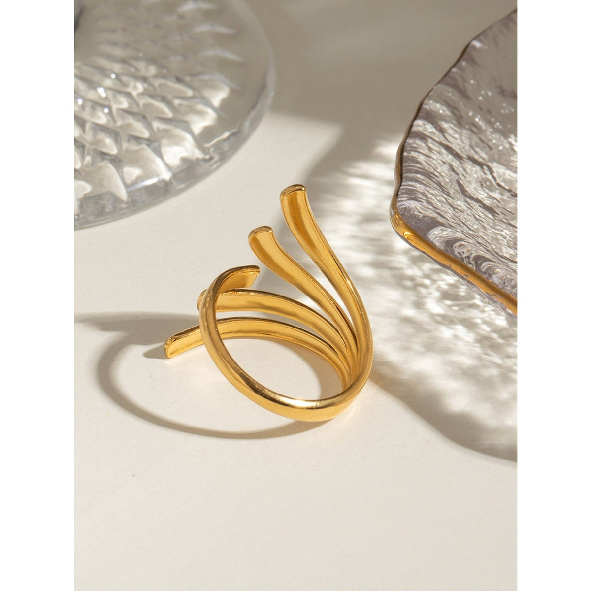 18K Gold-Plated Stainless Steel Irregular Open Ring