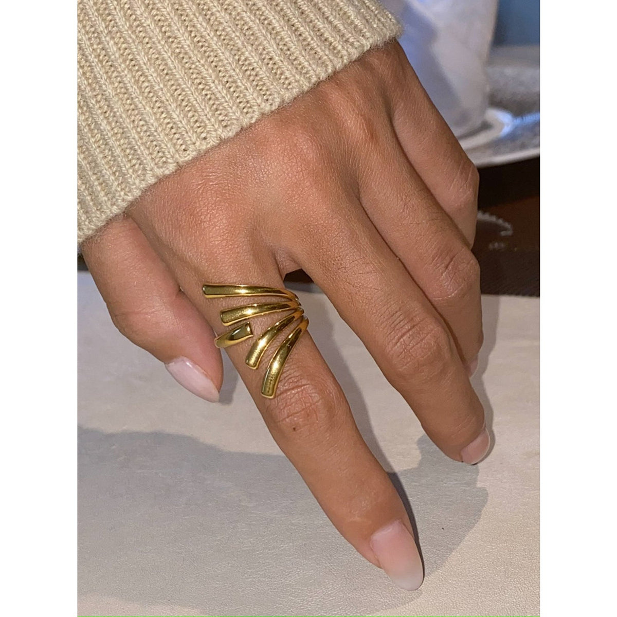 18K Gold-Plated Stainless Steel Irregular Open Ring