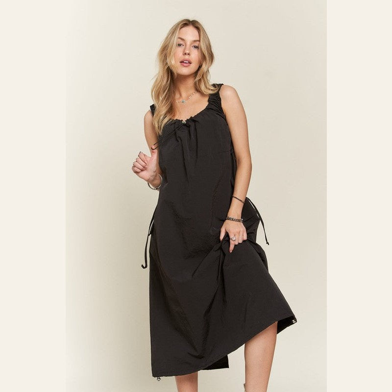 ADORA Drawstring Slit Back Cargo Dress