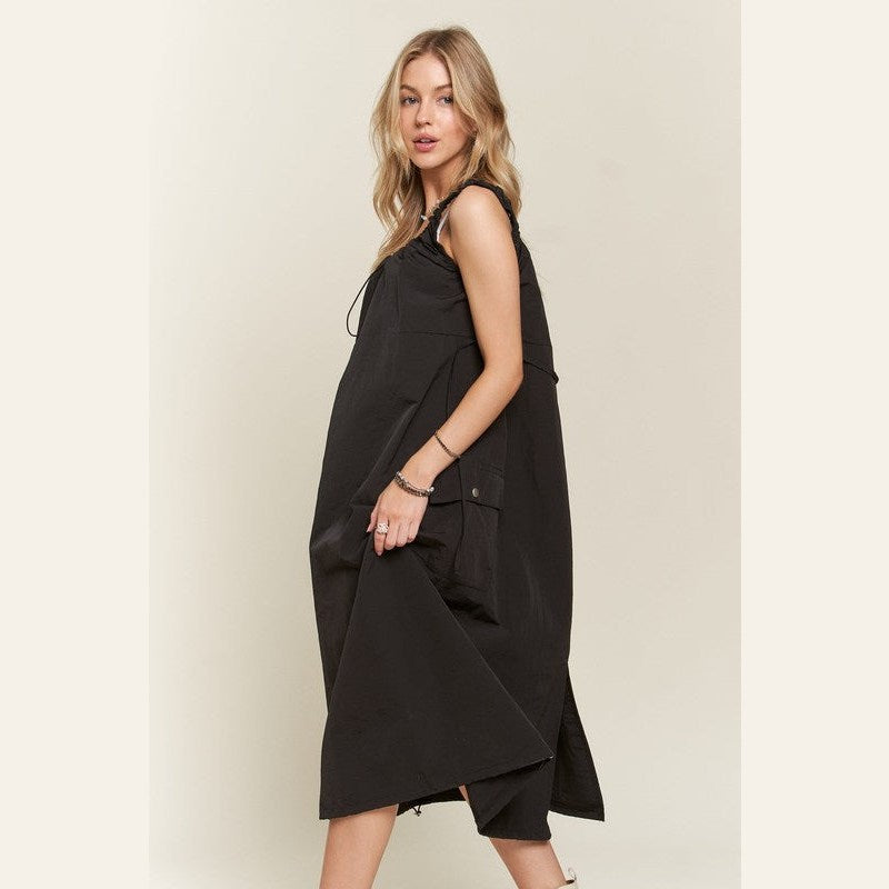 ADORA Drawstring Slit Back Cargo Dress