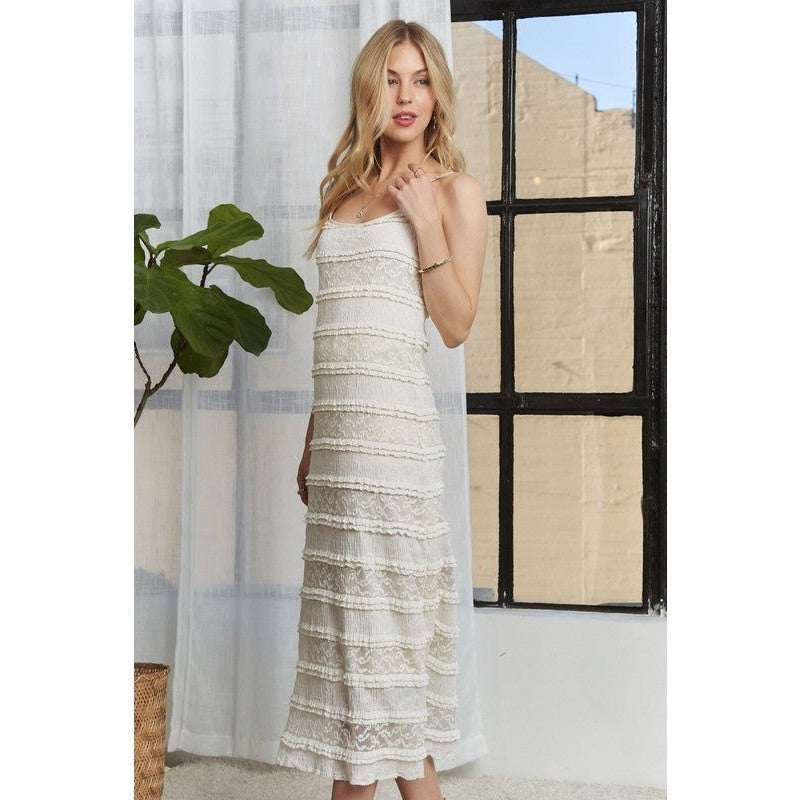 ADORA Lace Scoop Neck Midi Cami Dress