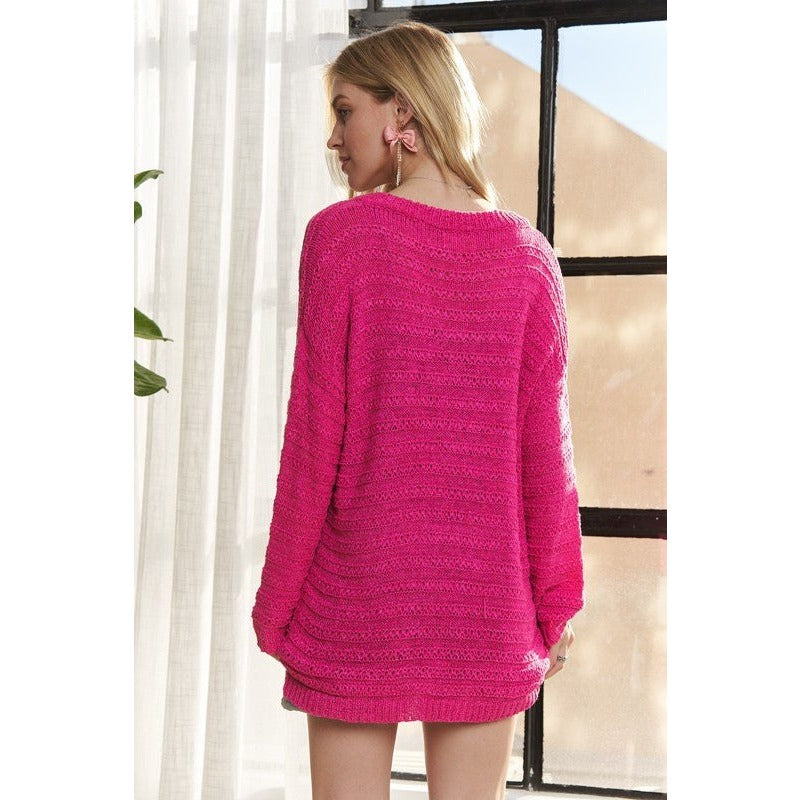 ADORA V-Neck Drop Shoulder Long Sleeve Sweater