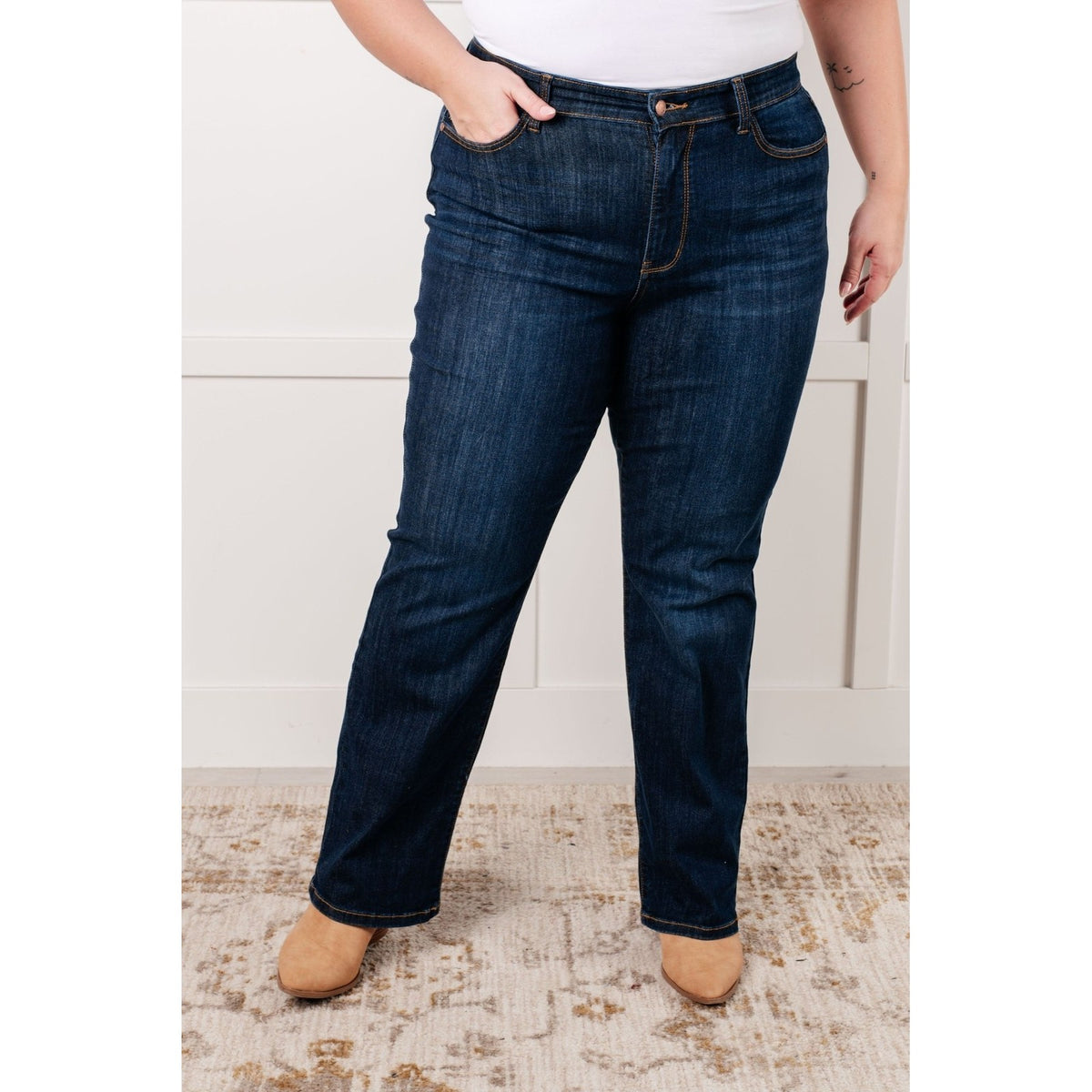 Alaina High Rise Classic Straight Jeans