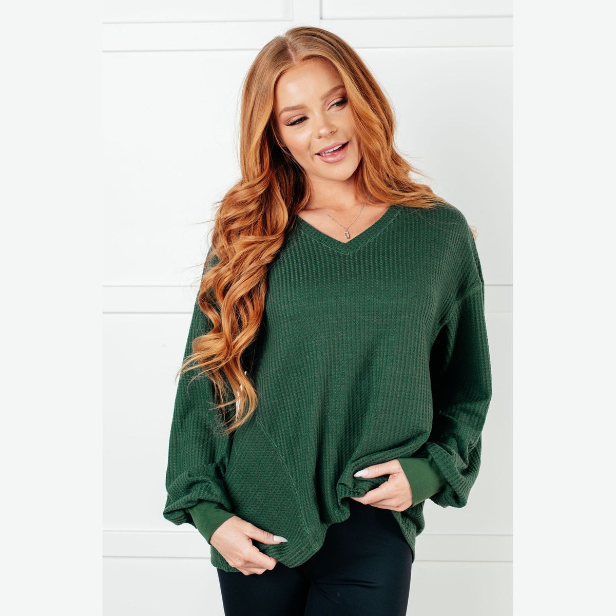 All Good Things V-Neck Top in Green