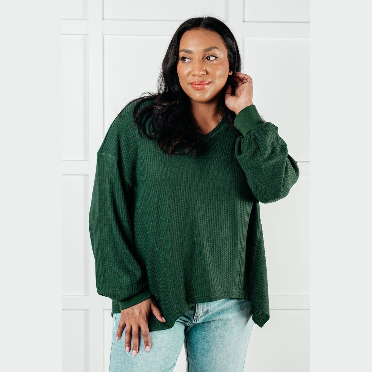 All Good Things V-Neck Top in Green