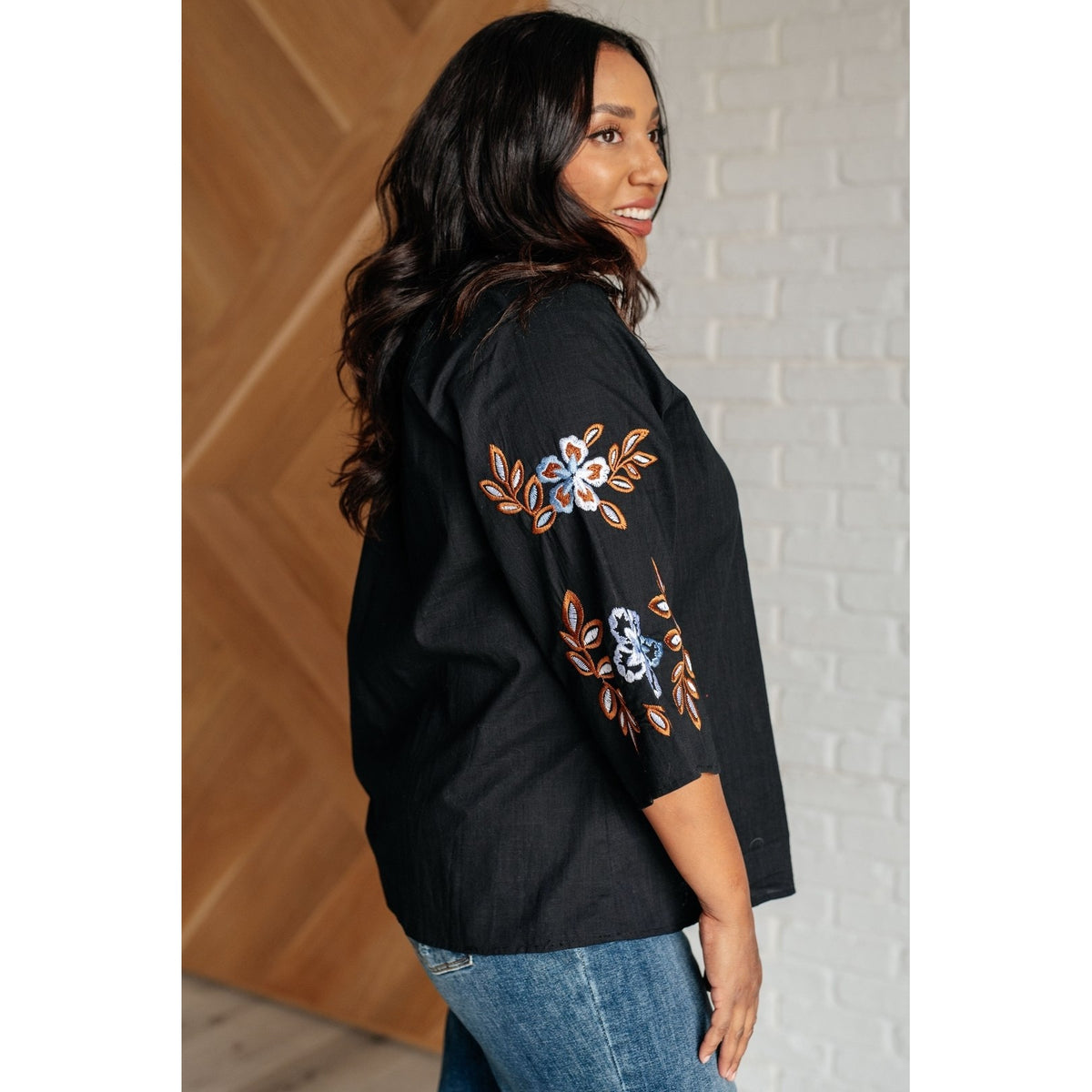 All In Me Embroidered V-Neck Blouse