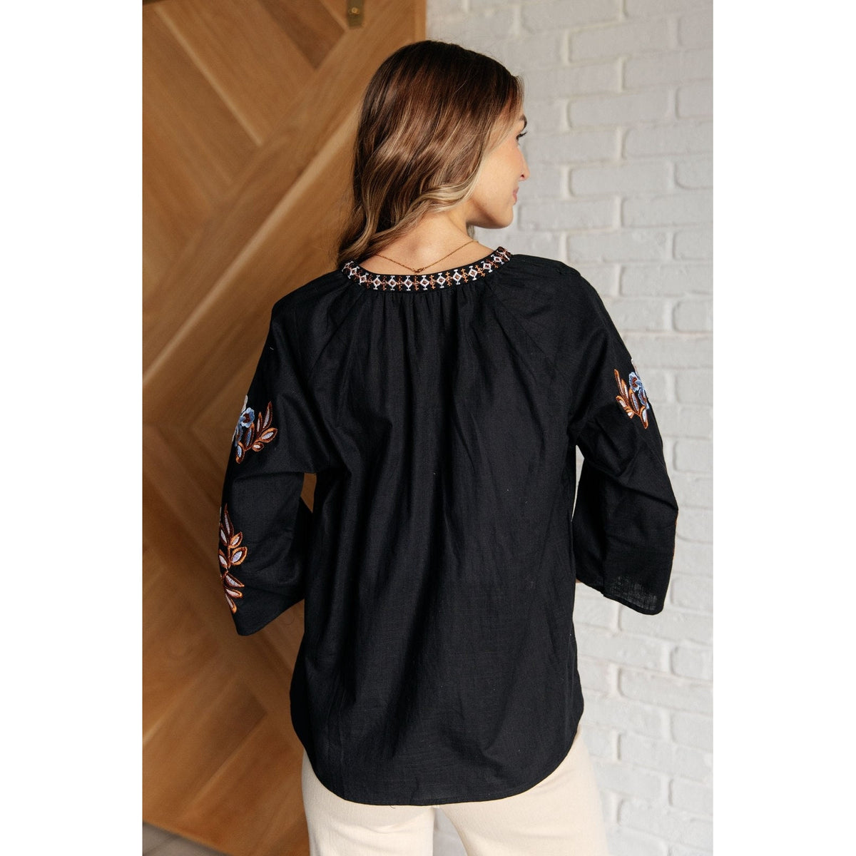 All In Me Embroidered V-Neck Blouse