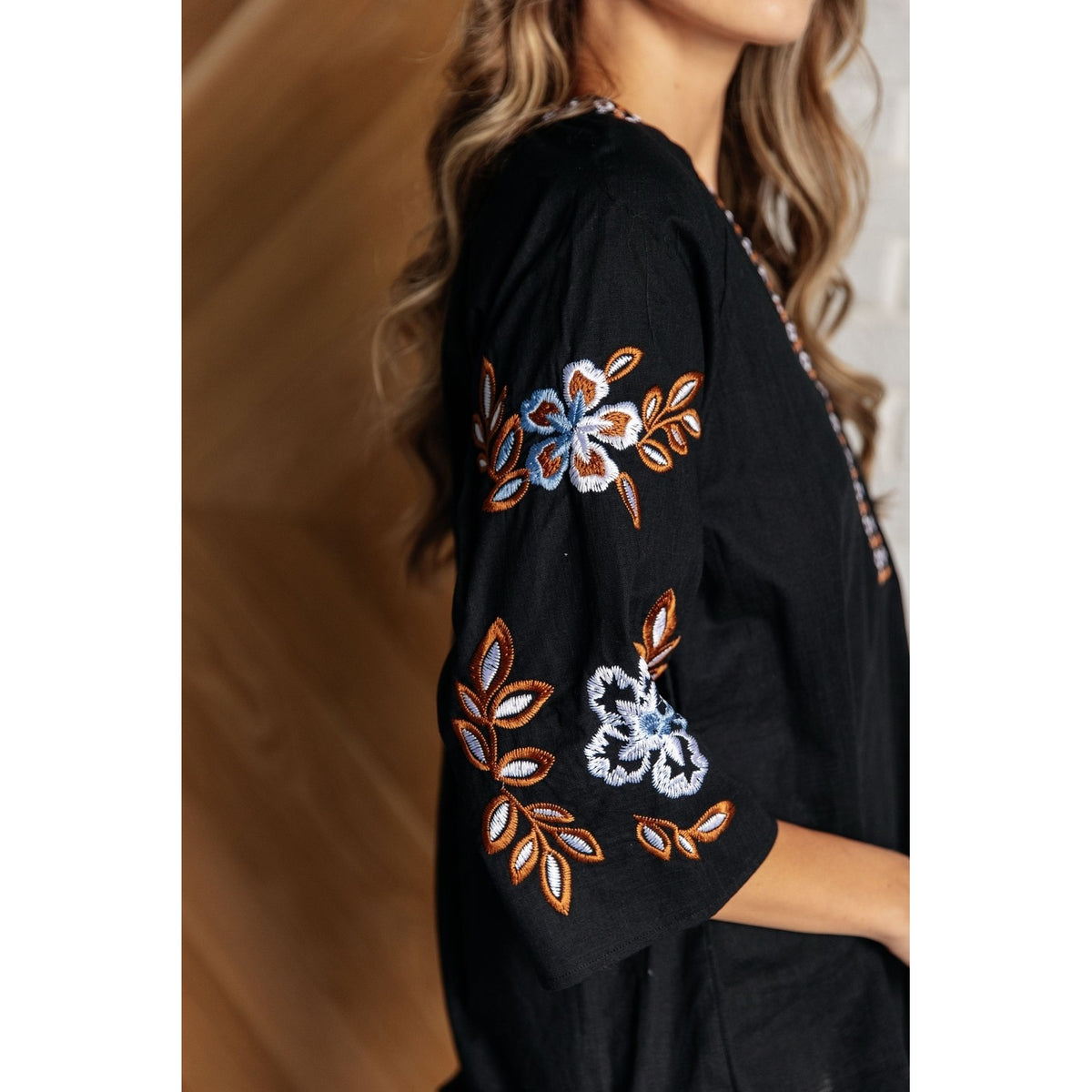 All In Me Embroidered V-Neck Blouse