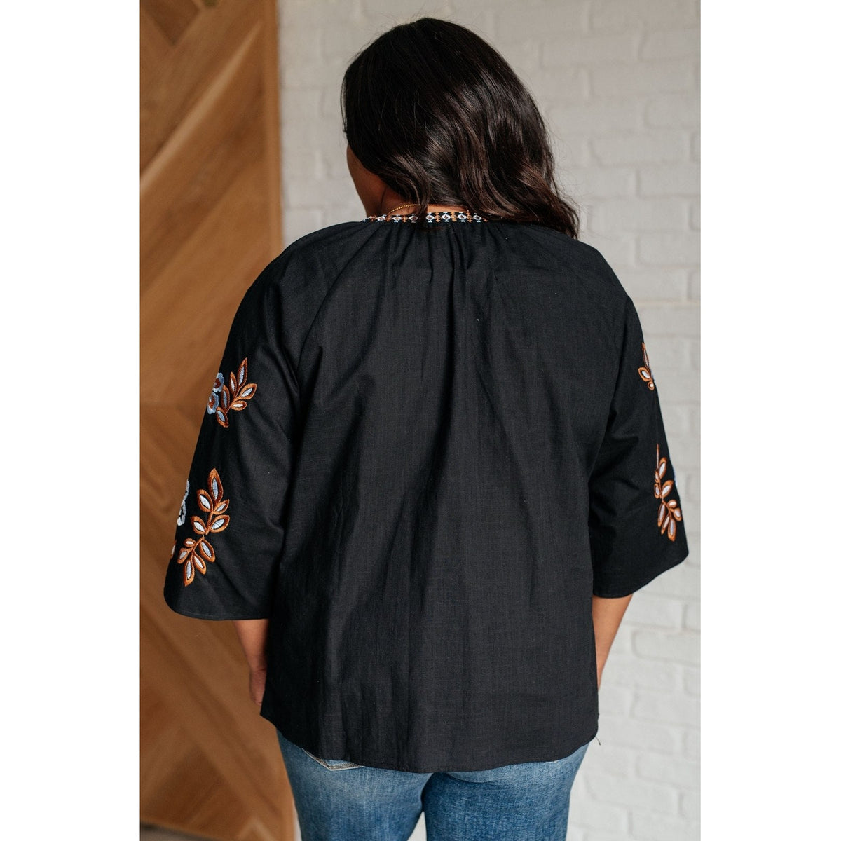 All In Me Embroidered V-Neck Blouse