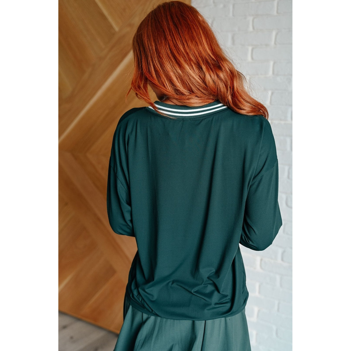 All Out Comfort V-Neck Pullover in Midnight Green