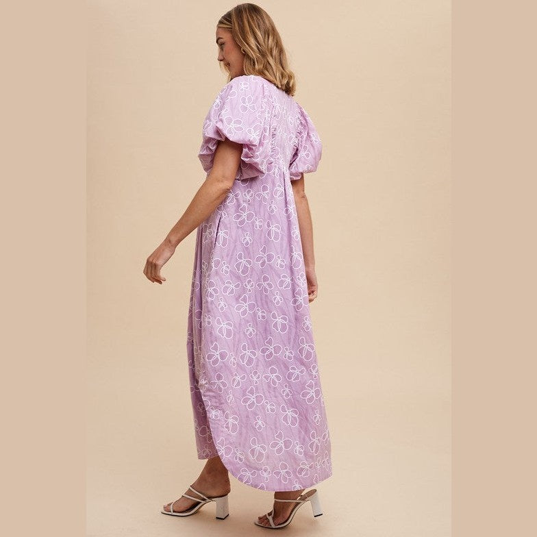 Annie Wear Floral Smock Detail Puff Sleeve Dress