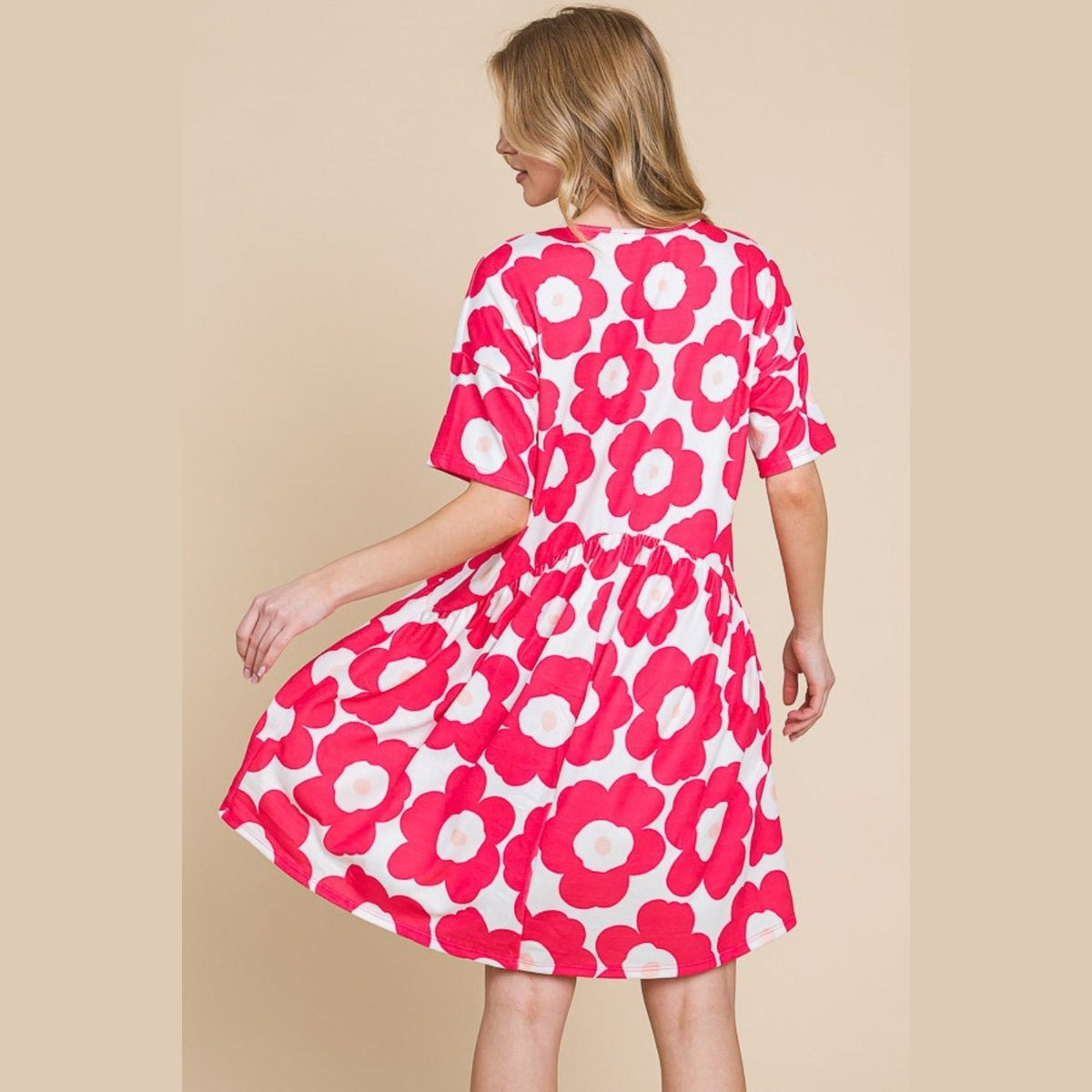 BOMBOM Flower Print Ruched Dress