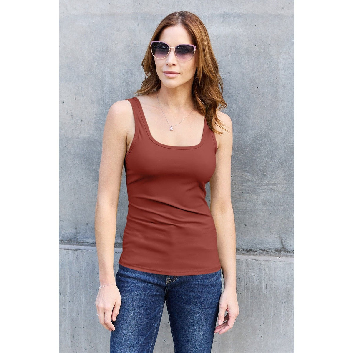 Basic Bae Full Size Square Neck Wide Strap Tank