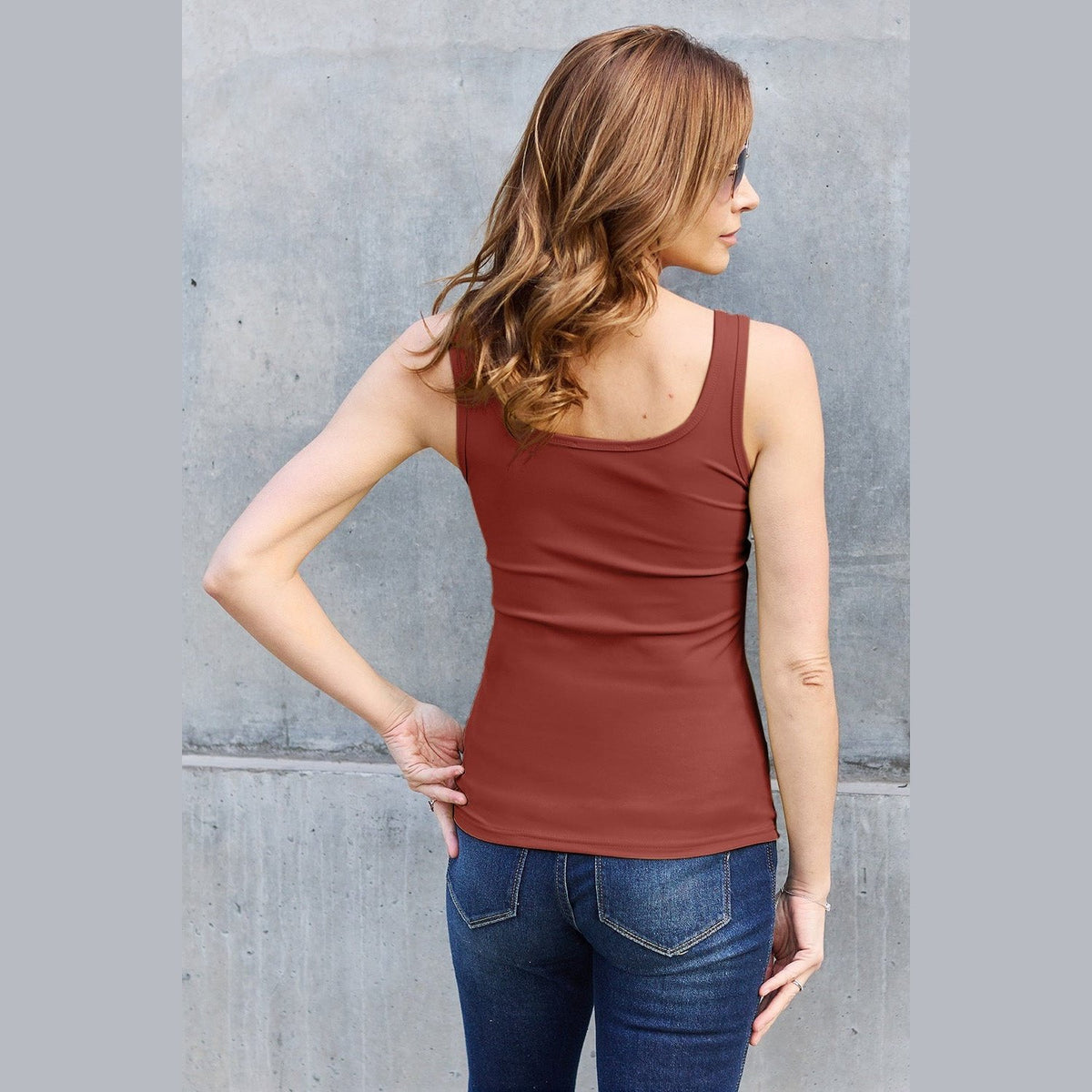 Basic Bae Full Size Square Neck Wide Strap Tank