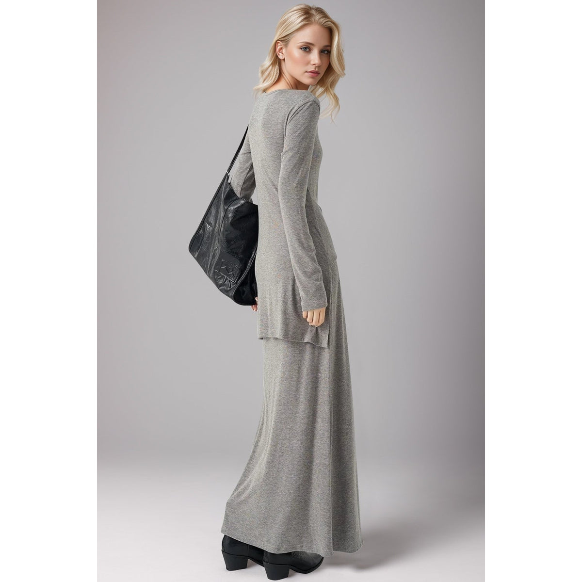 Basic Bae Tied Scoop Neck Long Sleeve Maxi Dress