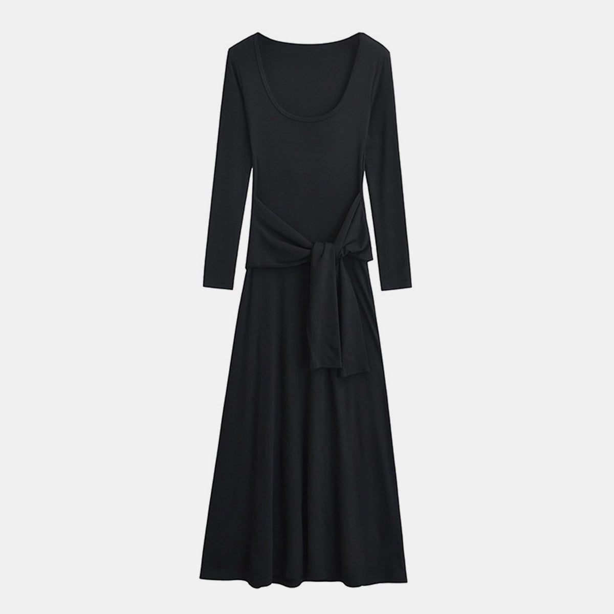 Basic Bae Tied Scoop Neck Long Sleeve Maxi Dress