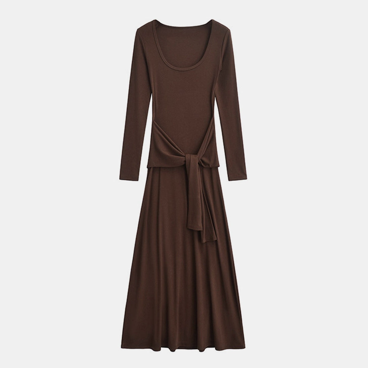 Basic Bae Tied Scoop Neck Long Sleeve Maxi Dress