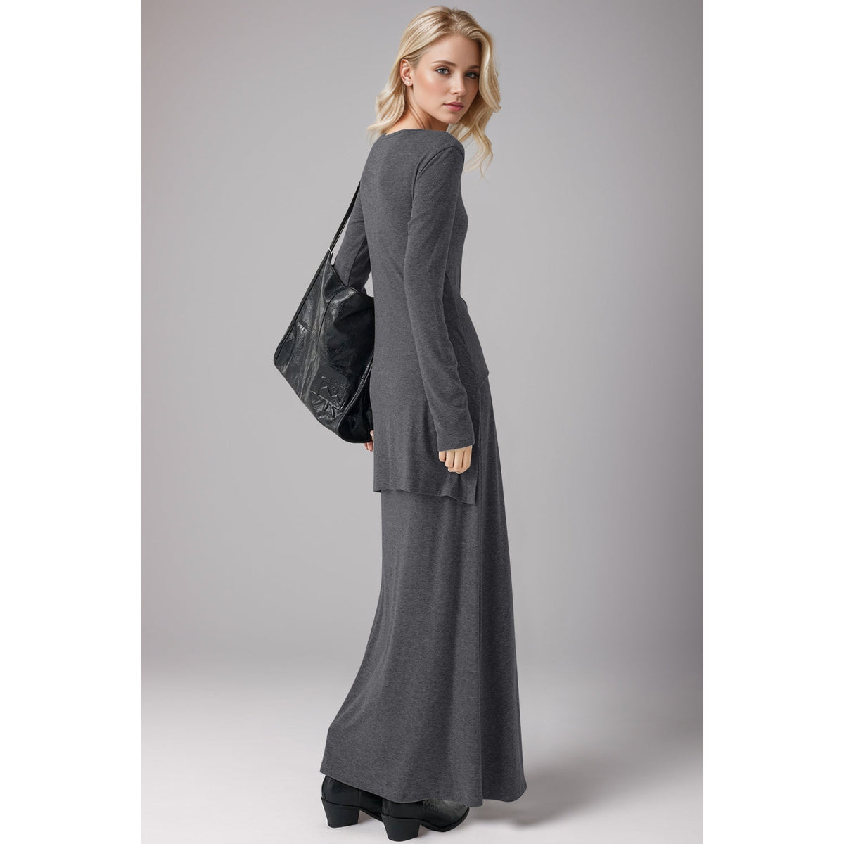 Basic Bae Tied Scoop Neck Long Sleeve Maxi Dress