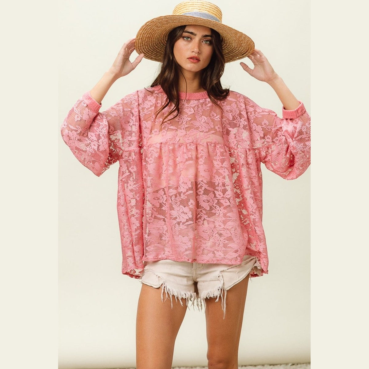 BiBi Floral Lace Long Sleeve Top