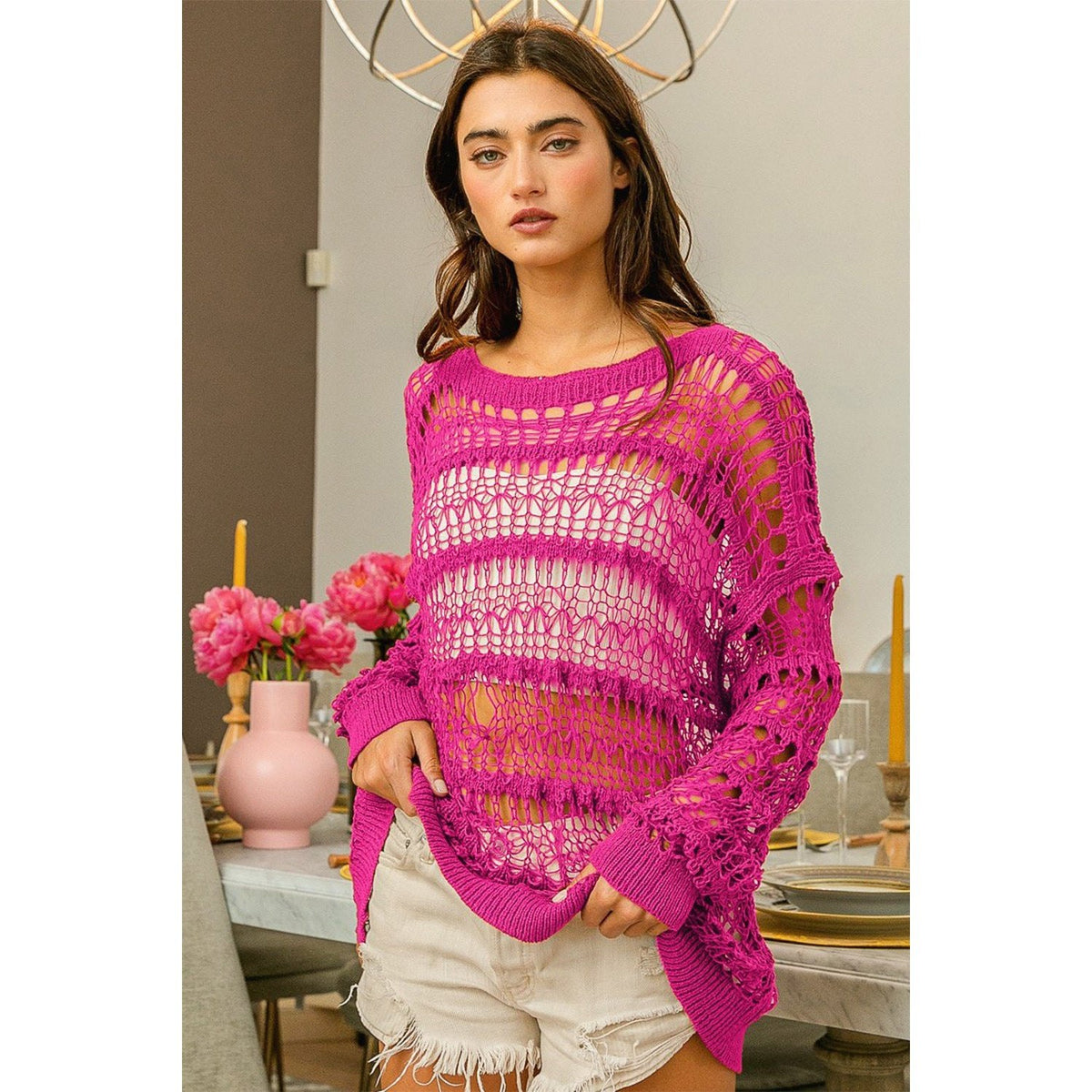 BiBi Long Sleeve Knit Cover Up