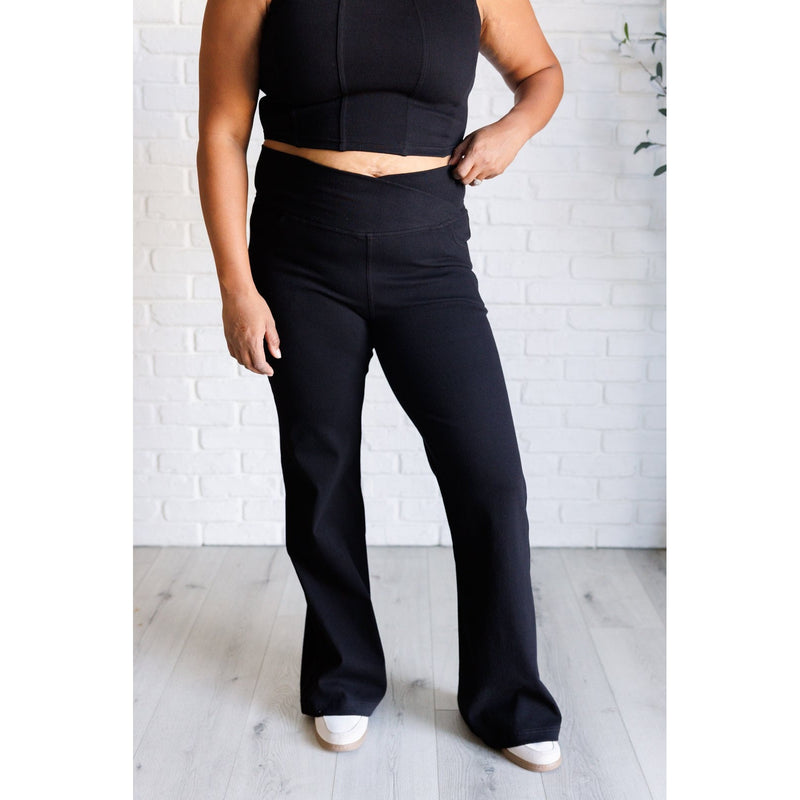 Building Habits Twill Flared Crossover Waist Pant in Black