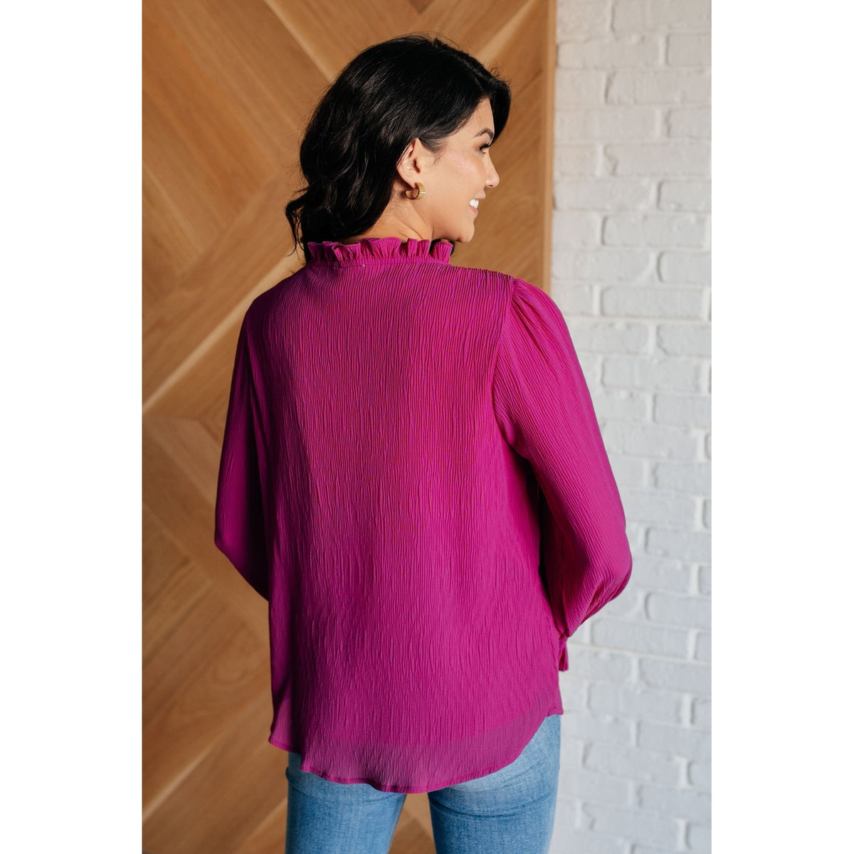 Candid Moment Ruffle Neckline Blouse