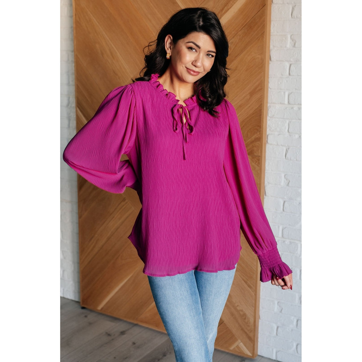 Candid Moment Ruffle Neckline Blouse