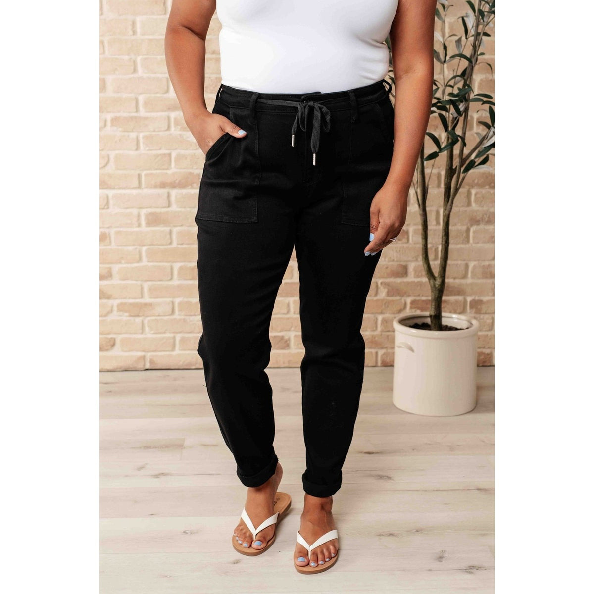 Carmen Double Cuff Joggers in Black