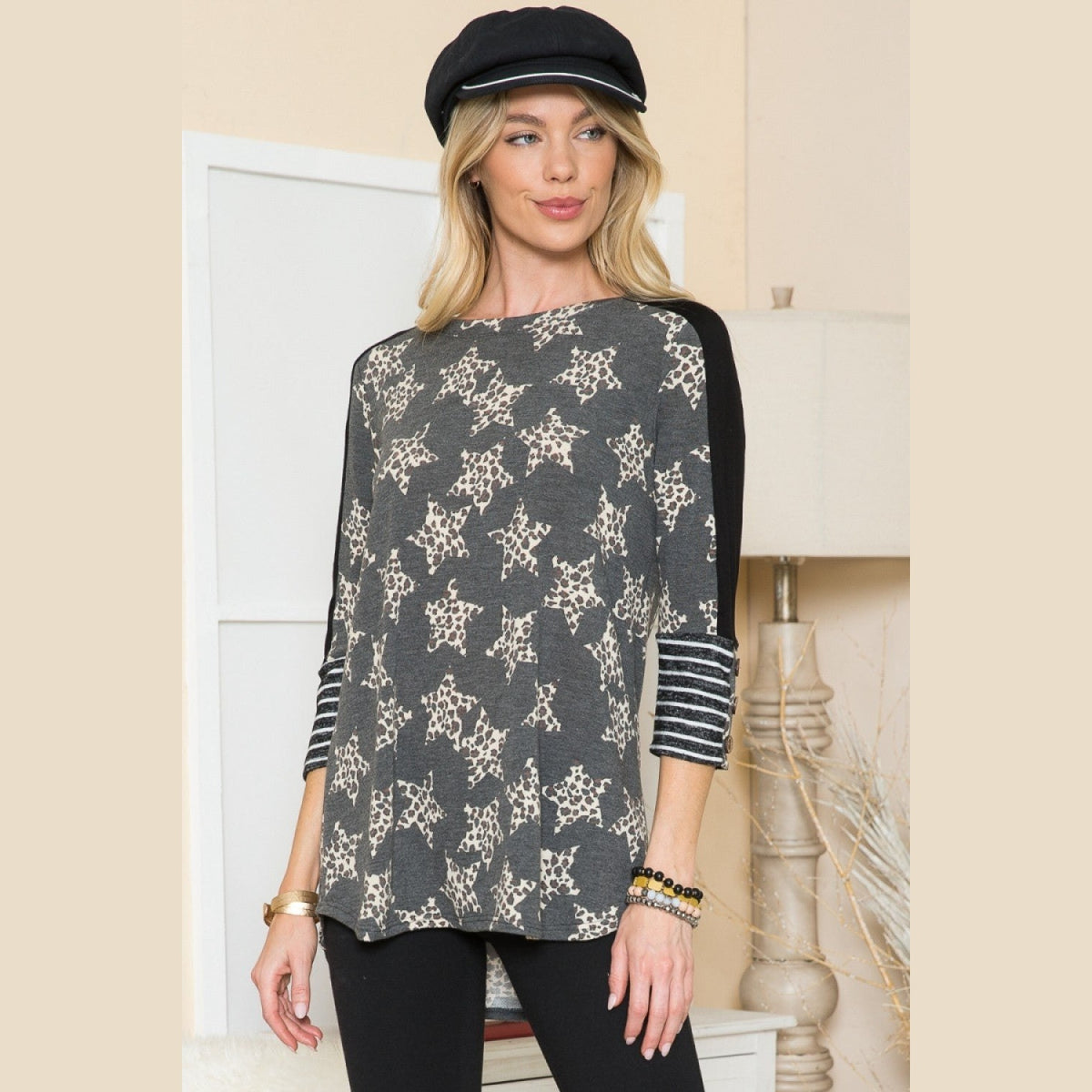 Channeling Britain Leopard Star Top