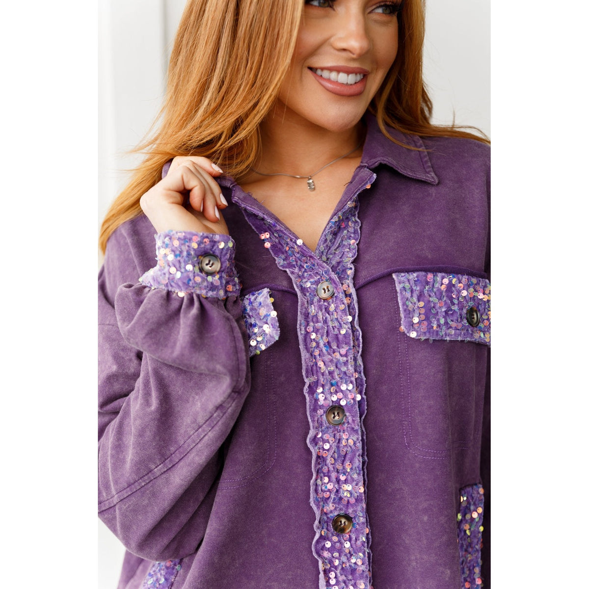 Chaos of Sequins Shacket in Purple