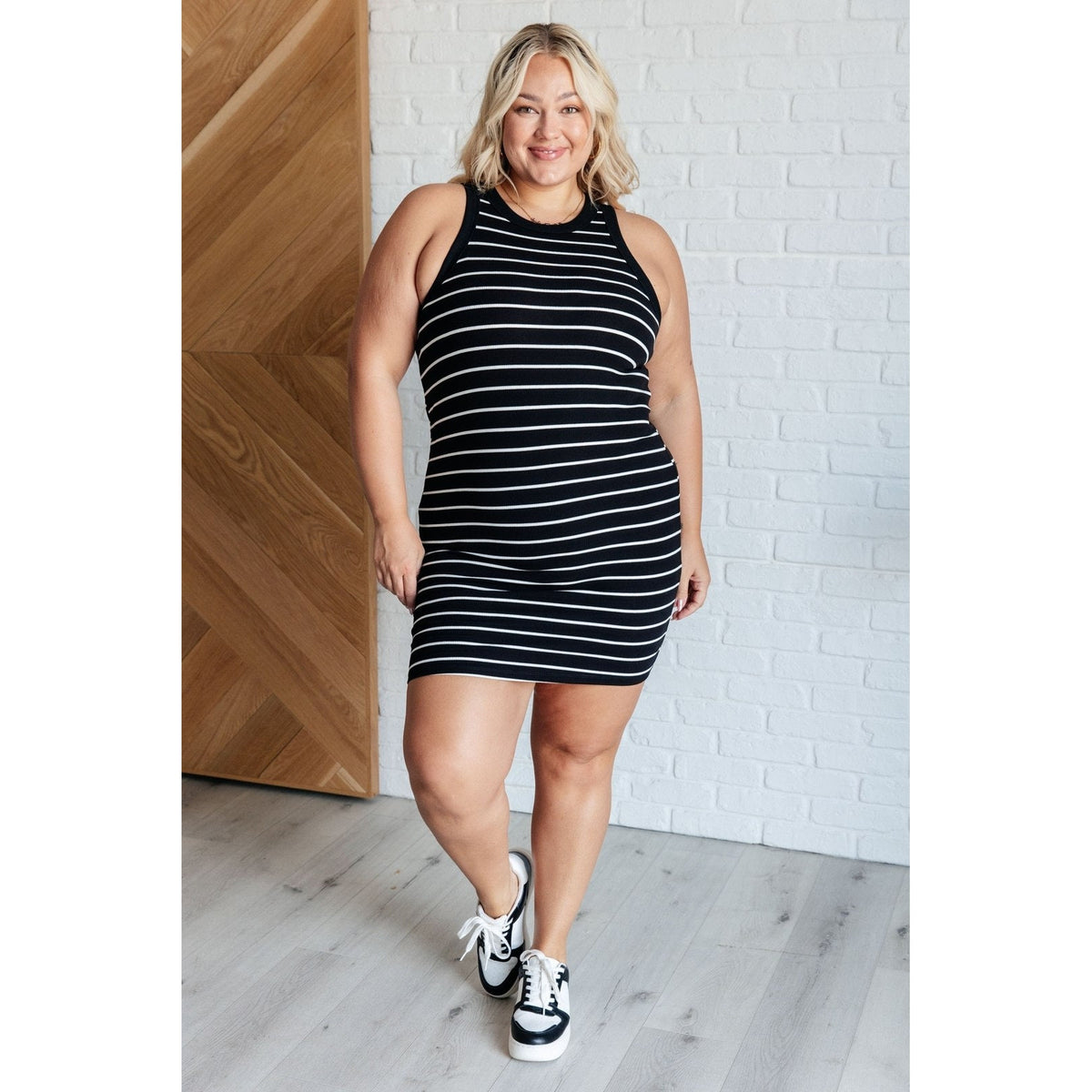 Coming Around Ribbed Striped Dress