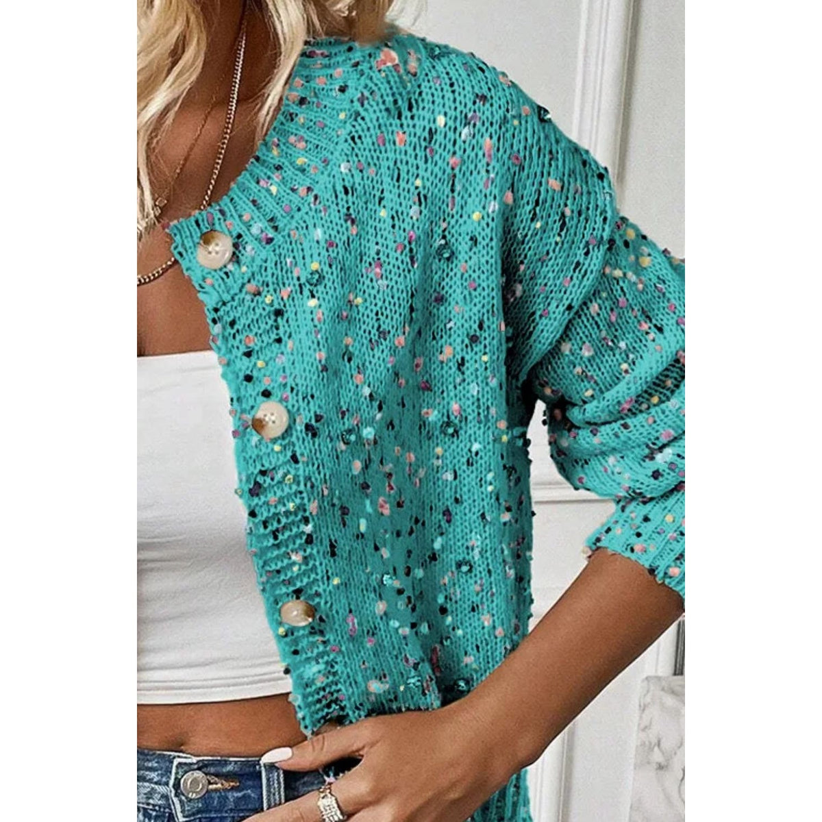 Confetti Button Up Long Sleeve Cardigan