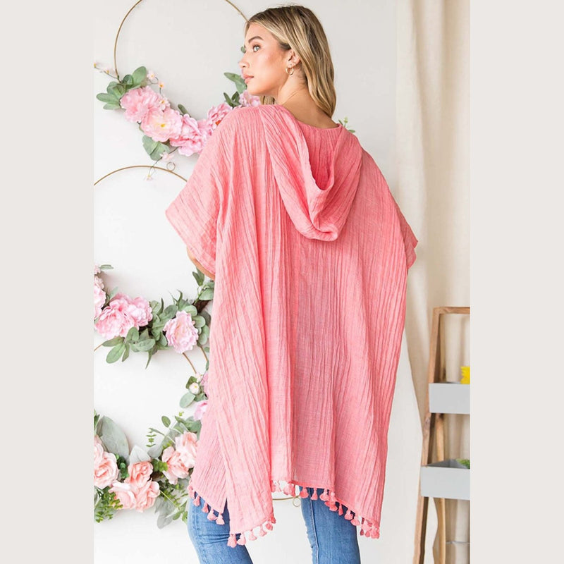 Cotton Bleu by Nu Label Tassel Hem Hooded Cover Up