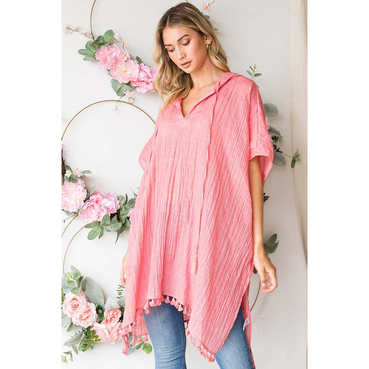 Cotton Bleu by Nu Label Tassel Hem Hooded Cover Up