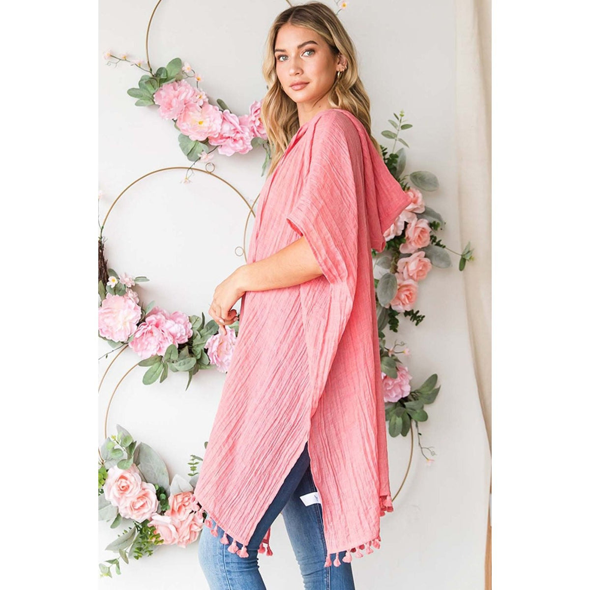 Cotton Bleu by Nu Label Tassel Hem Hooded Cover Up