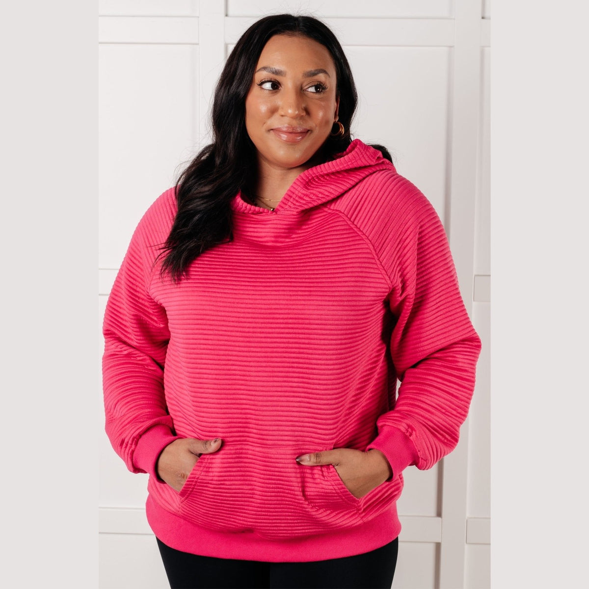 Crosswalk Textured Hoodie in Rose