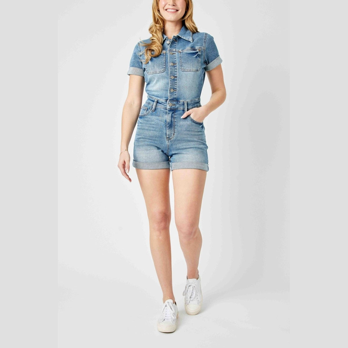 Delia High Rise Short Sleeve Romper