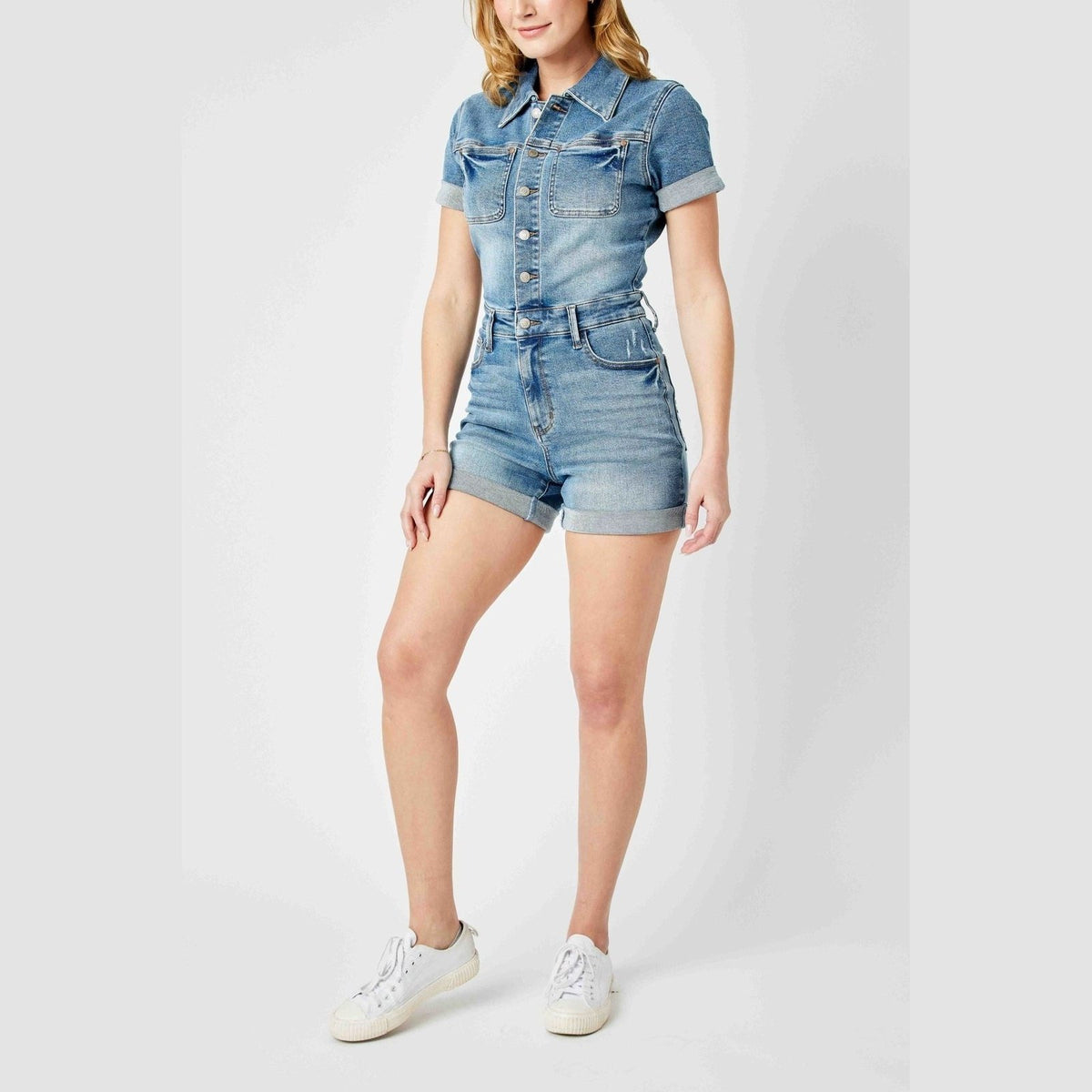 Delia High Rise Short Sleeve Romper