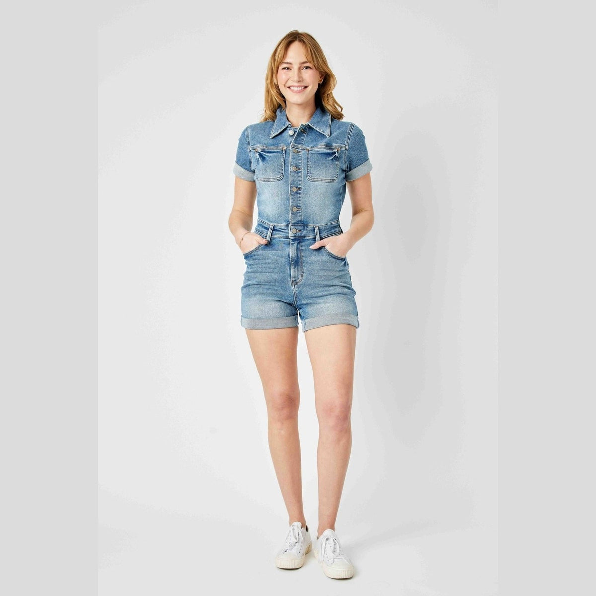 Delia High Rise Short Sleeve Romper