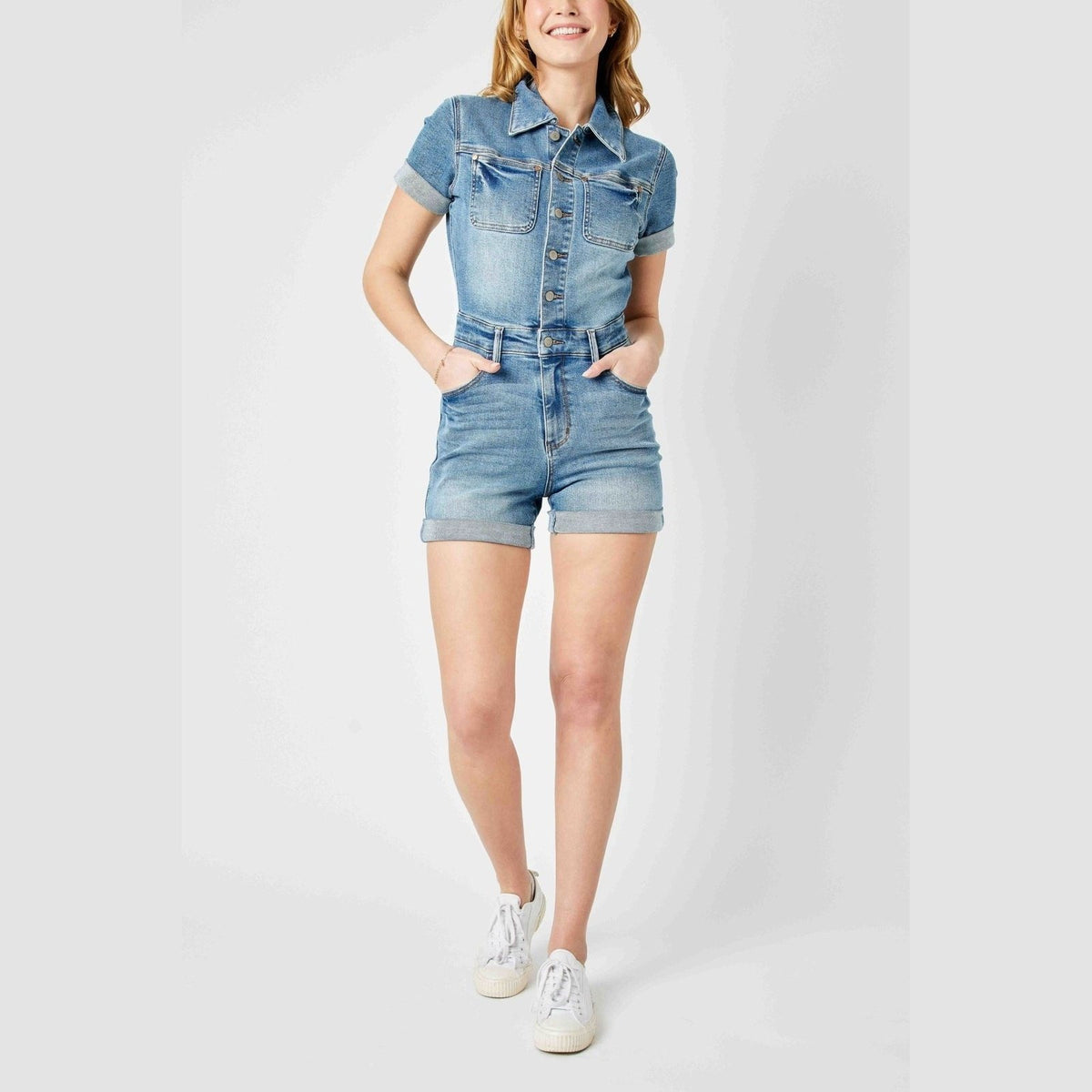 Delia High Rise Short Sleeve Romper