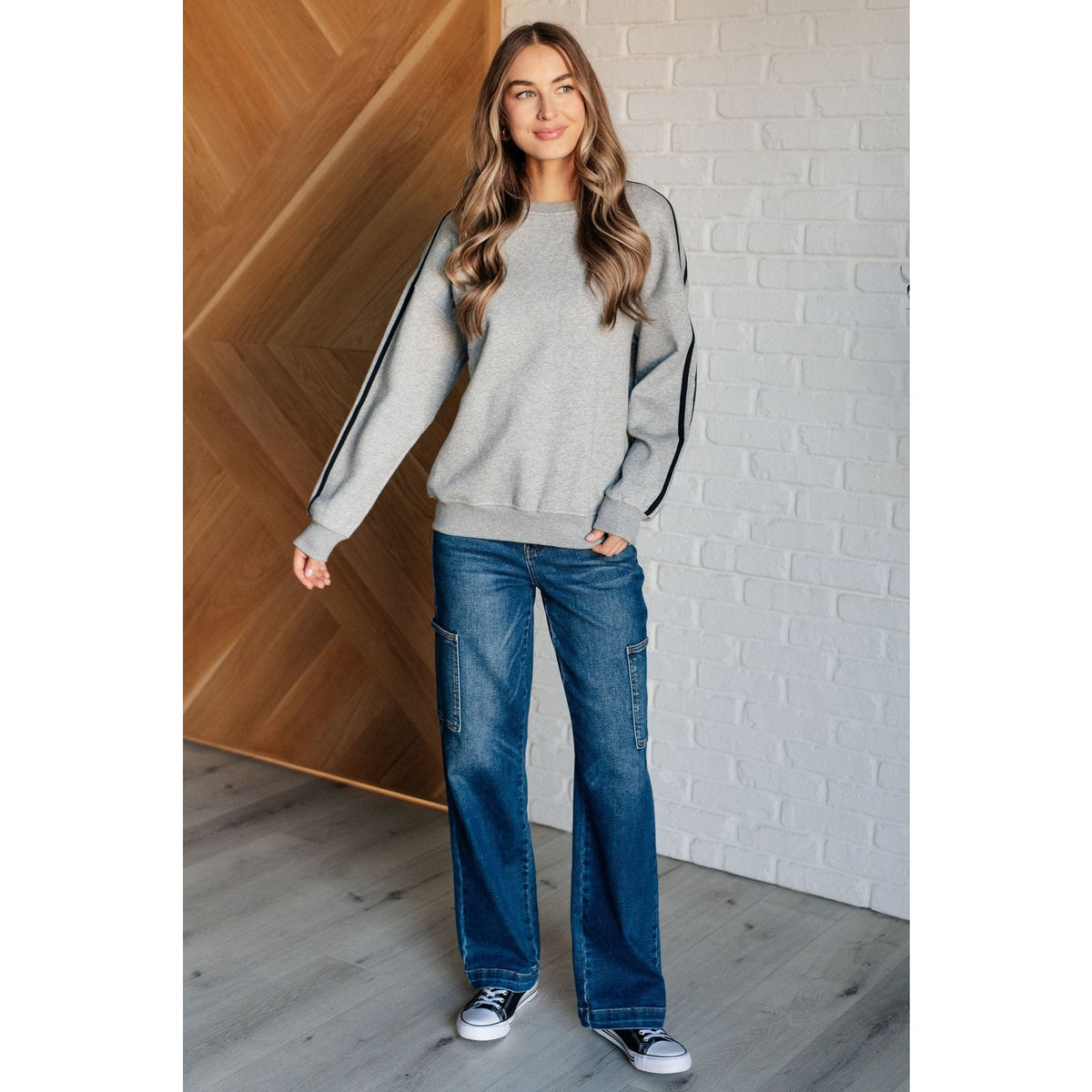 Don't Get Stuck Stripe Detail Sweatshirt