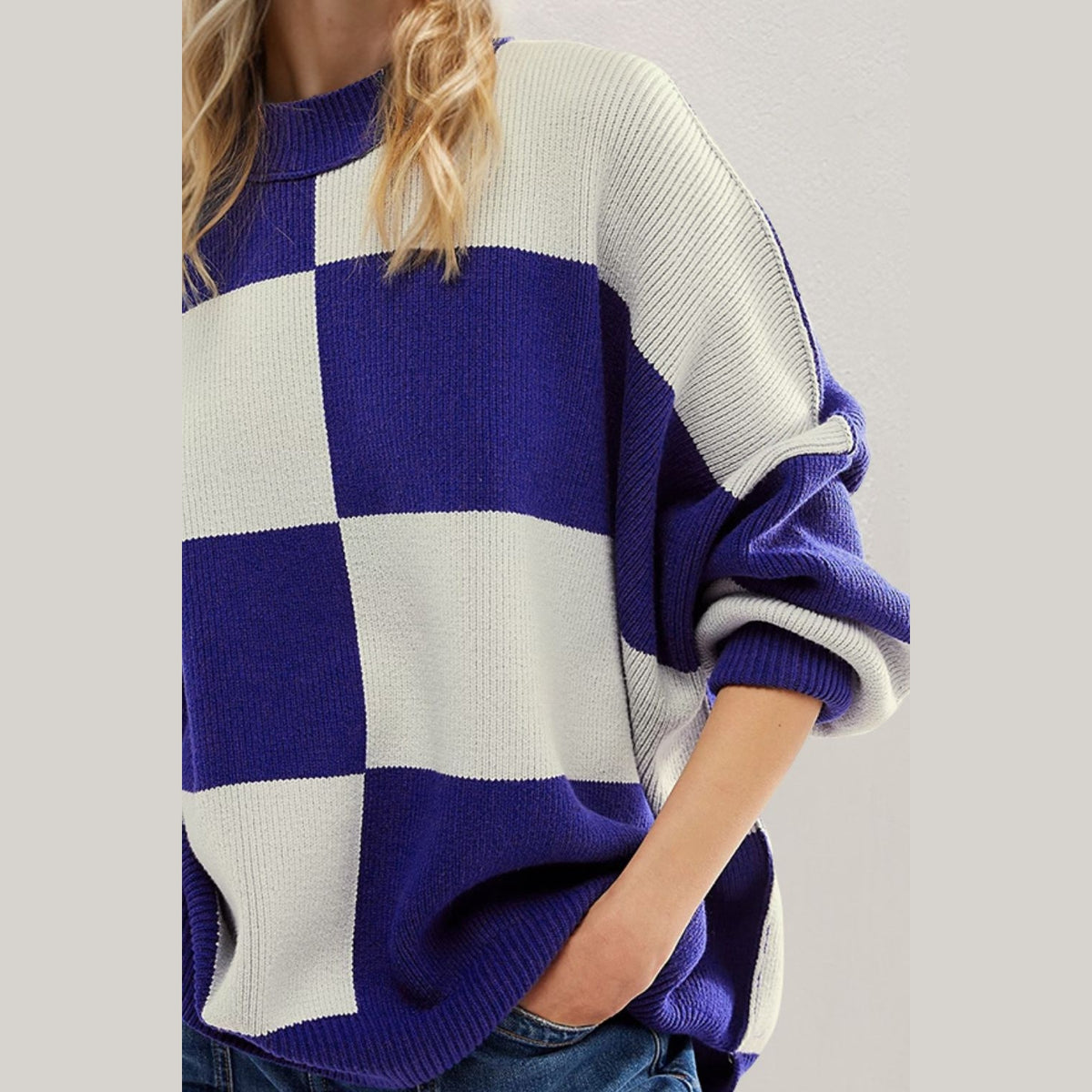 Double Take Slit Color Block Mock Neck Batwing Sleeve Sweater