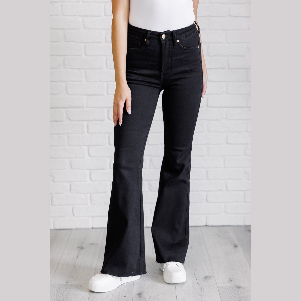 Etta High Rise Control Top Flare Jeans in Black