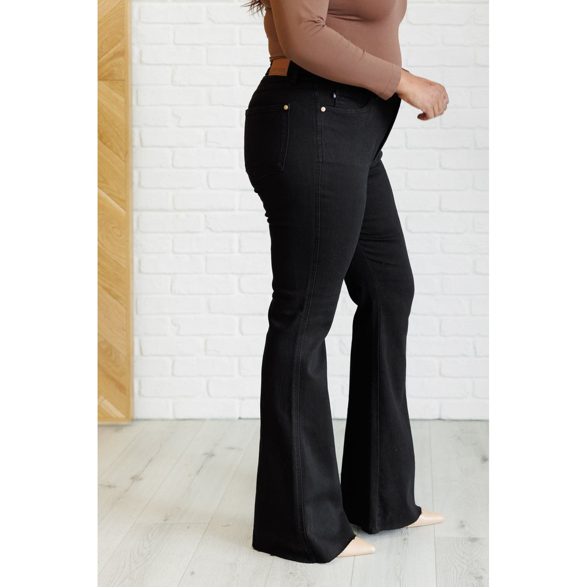 Etta High Rise Control Top Flare Jeans in Black