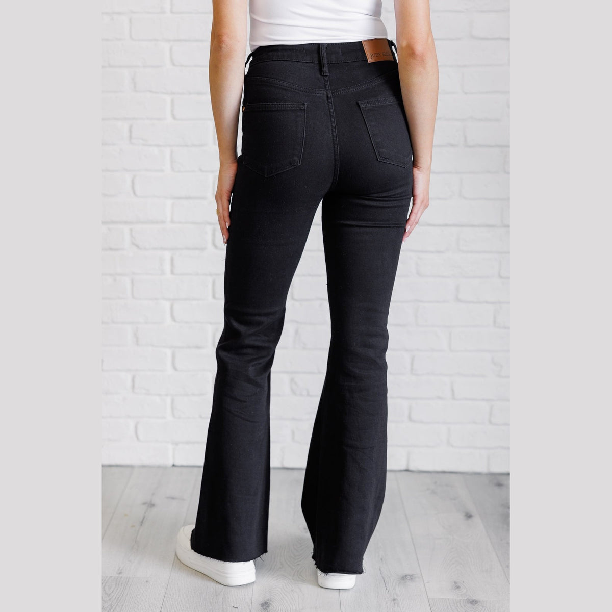 Etta High Rise Control Top Flare Jeans in Black