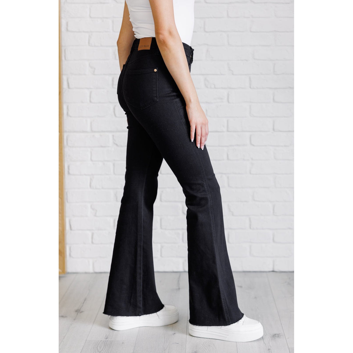 Etta High Rise Control Top Flare Jeans in Black